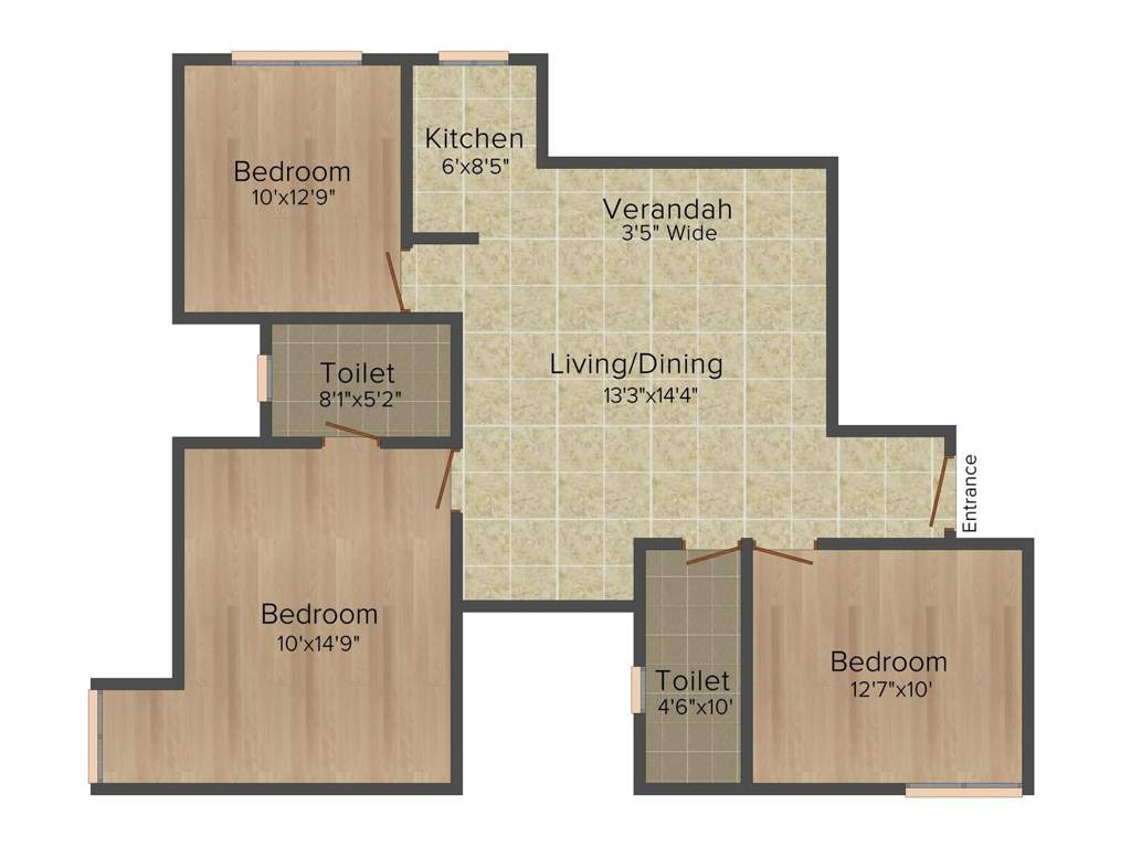 Unique Pearl (3BHK+2T (1,115 sq ft) 1115 sq ft)