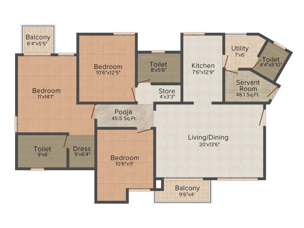 Jaypee Garden Isles (3BHK+3T (1,840 sq ft)   Servant Room 1840 sq ft)