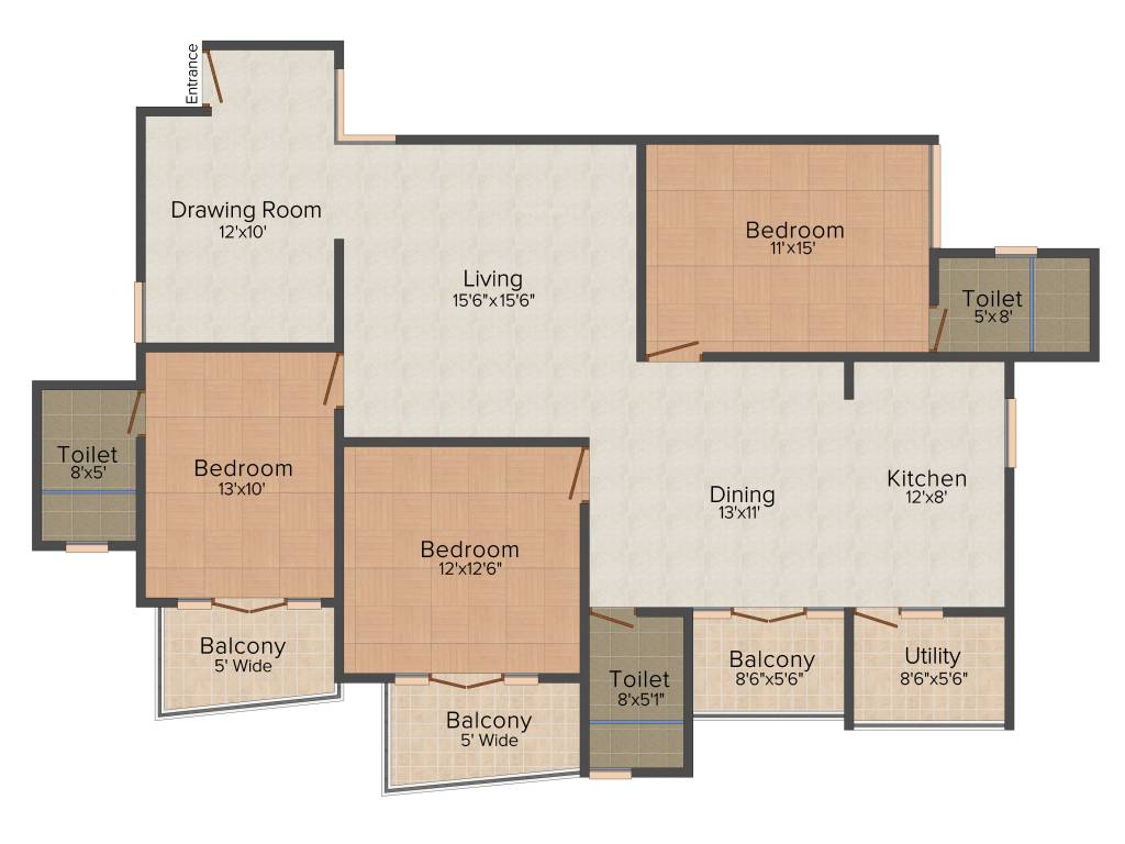 SBB Touchstone (3BHK+3T (1,943 sq ft) 1943 sq ft)