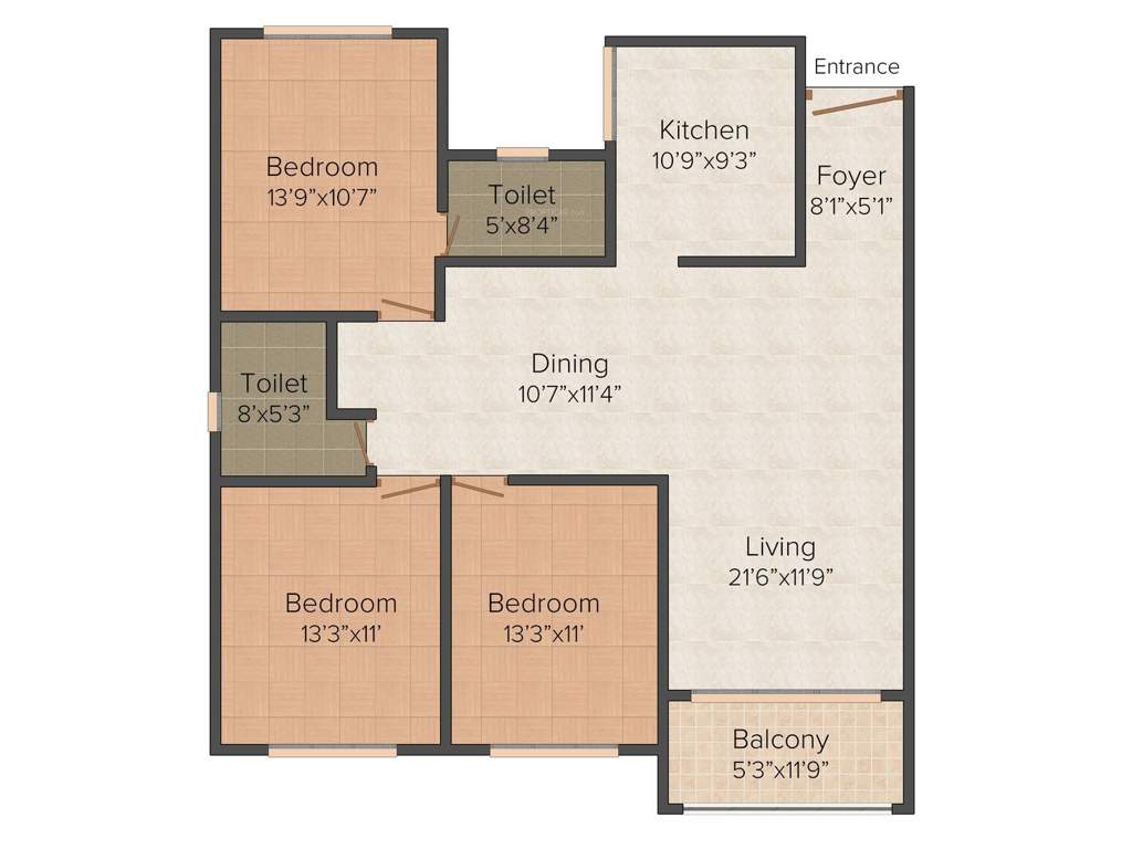 Appaswamy Mandarina (3BHK+2T (1,587 sq ft) 1587 sq ft)