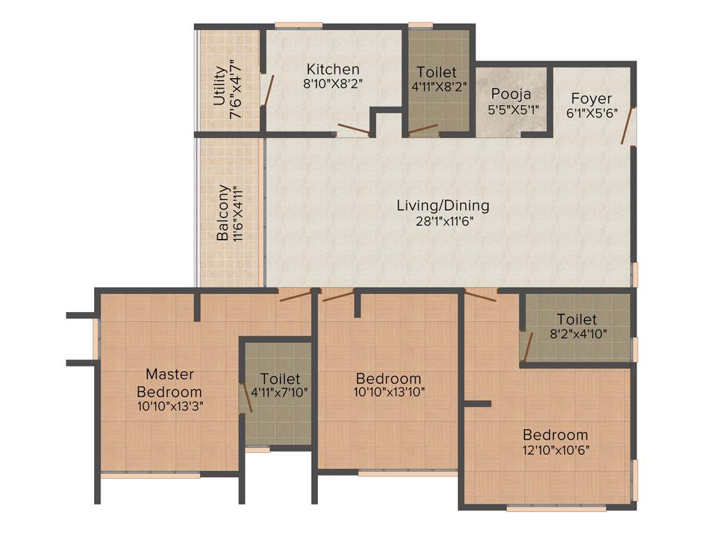 Newry Park Tower (3BHK+3T (1,643 sq ft) 1643 sq ft)