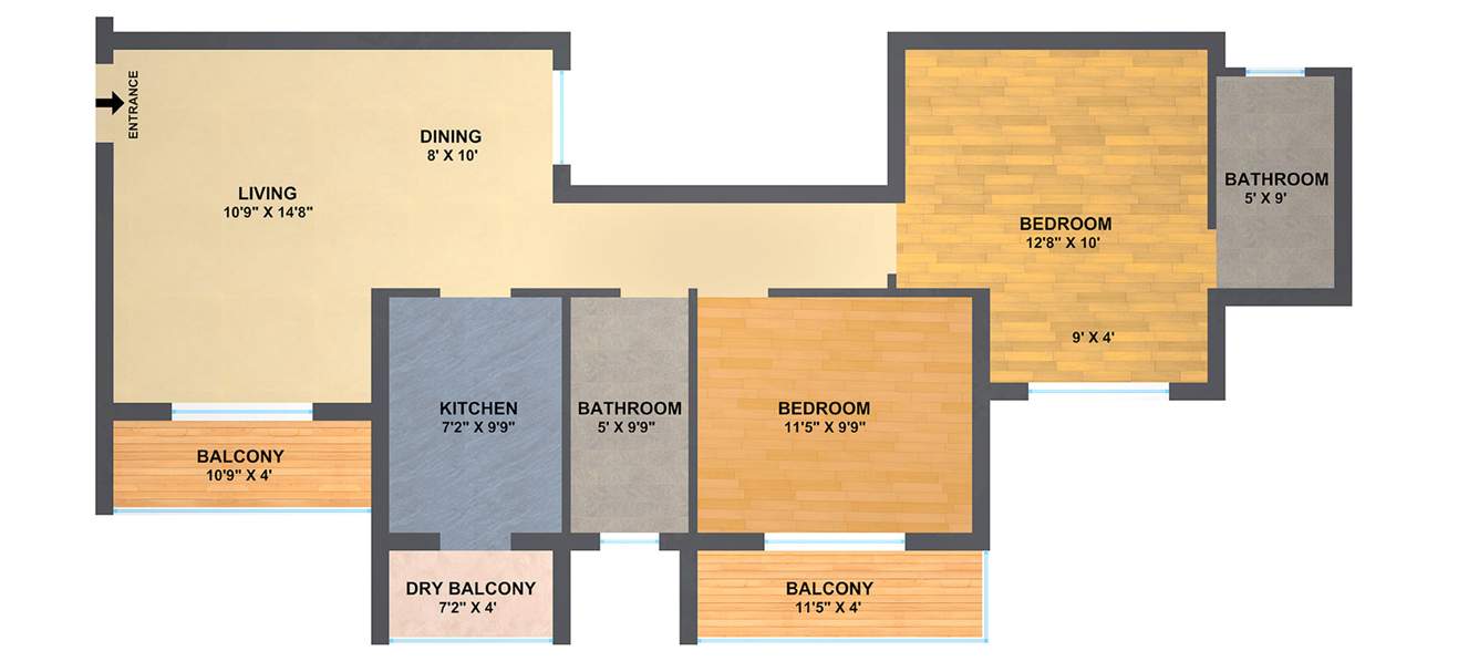 Clover Casablanca (2BHK+2T (1,130 sq ft) 1130 sq ft)