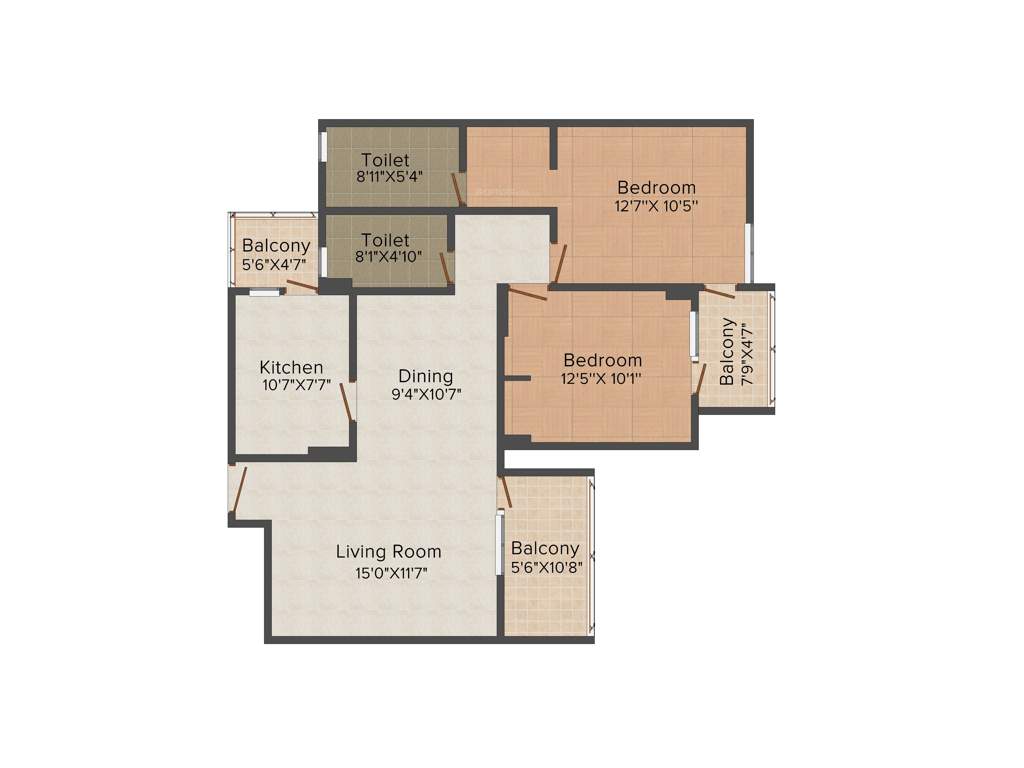 Vipul Gardens (2BHK+2T (1,261 sq ft) 1261 sq ft)