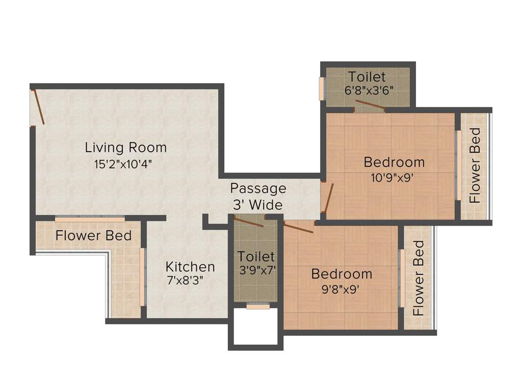 Radhe Krishna Builders Symphony 2BHK+2T (1,083 sq ft)