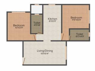 Crescent Grande (2BHK+2T (1,125 sq ft) 1125 sq ft)