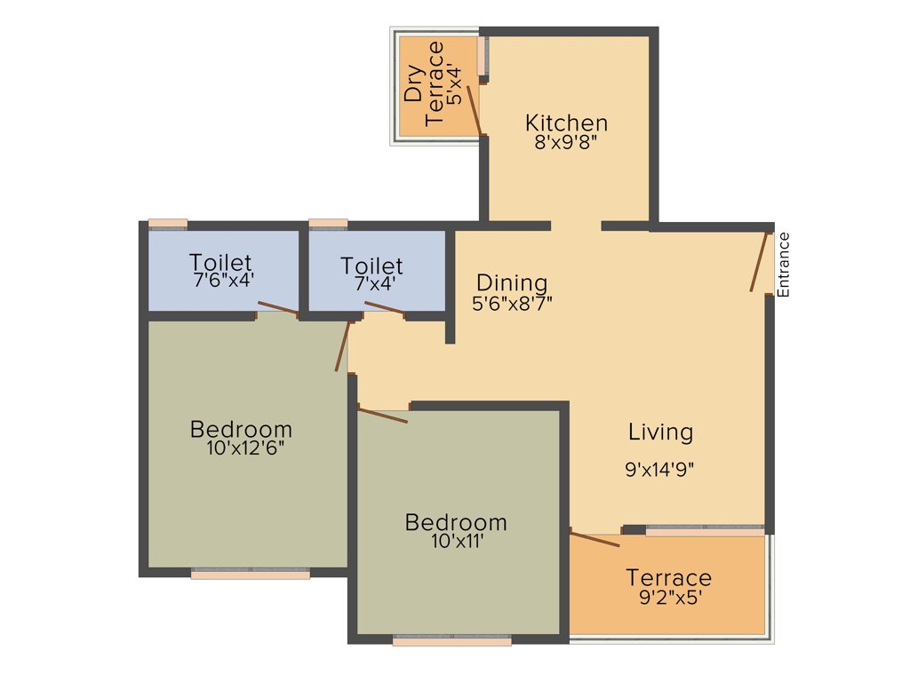 Darode Serene County (2BHK+2T (822 sq ft) 822 sq ft)