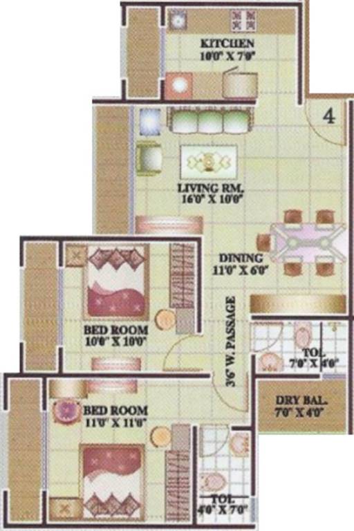 Versatile Valley (2BHK+2T (1,010 sq ft) 1010 sq ft)