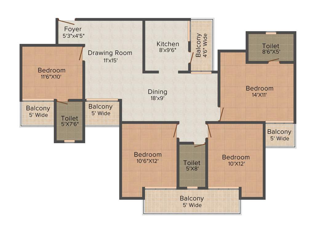 Earth Towne (4BHK+3T (1,795 sq ft) 1795 sq ft)