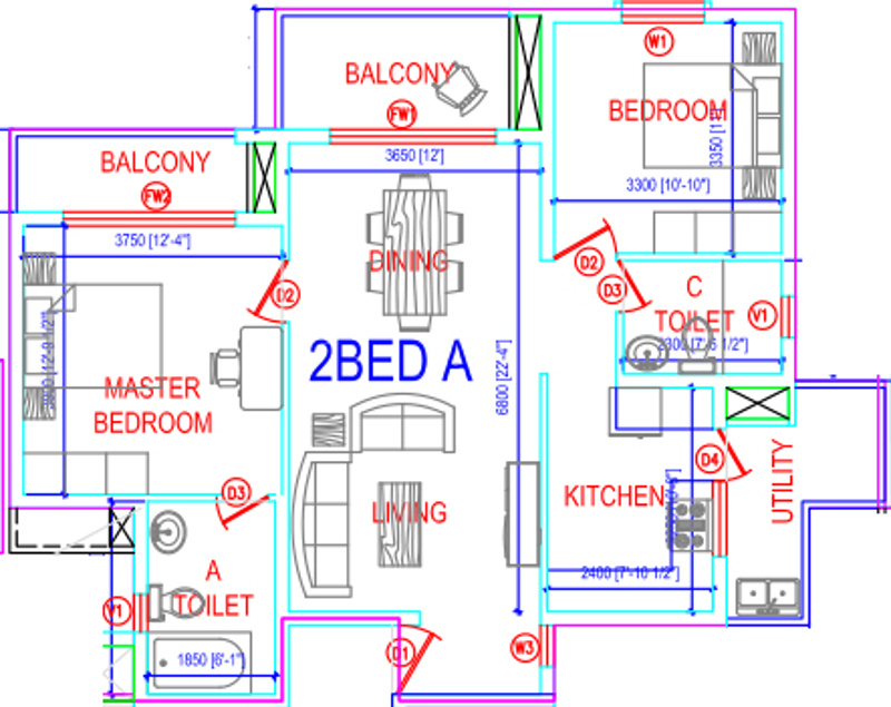 Mana Uber Verdant (2BHK+2T (1,152 sq ft) 1152 sq ft)
