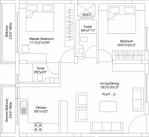 Handsel Constructions Pragya (2BHK+2T (1,110 sq ft) 1110 sq ft)