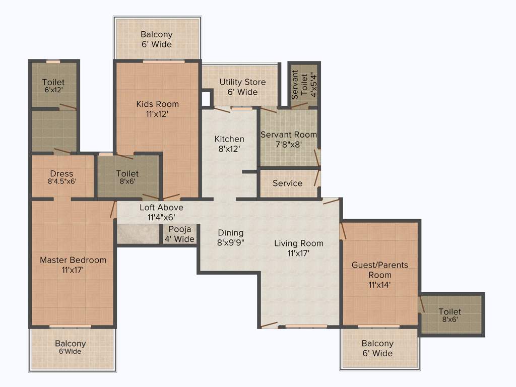 Rise Sky Bungalows (3BHK+4T (2,300 sq ft) + Servant Room 2300 sq ft)