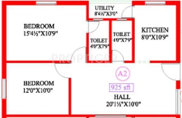 Antony Coral Sands (2BHK+2T (925 sq ft) 925 sq ft)