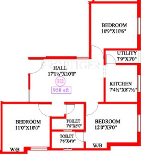 Antony Coral Sands (3BHK+2T (958 sq ft) 958 sq ft)