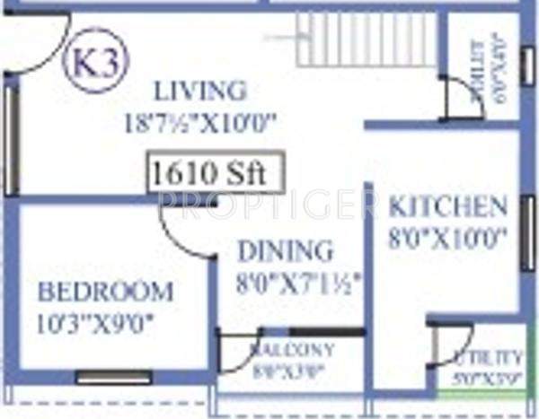 Antony Park Wood 1 (4BHK+3T (1,610 sq ft) 1610 sq ft)