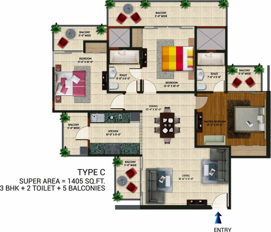 Amaatra Homes (3BHK+2T (1,405 sq ft) 1405 sq ft)