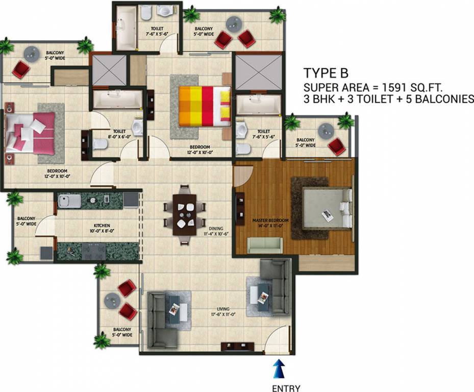 Amaatra Homes (3BHK+3T (1,591 sq ft) 1591 sq ft)
