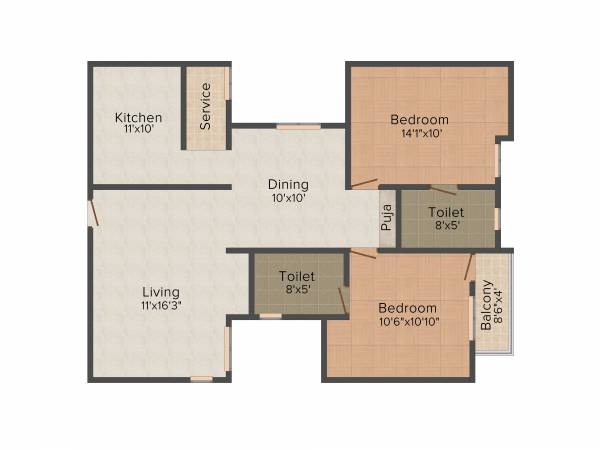 Pace Aagam (2BHK+2T (1,177 sq ft) 1177 sq ft)