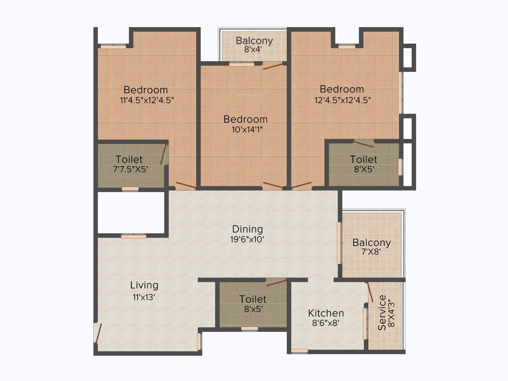 Pace Aagam (3BHK+3T (1,632 sq ft) 1632 sq ft)