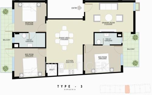 Achievers Gardenia (3BHK+2T (1,494 sq ft) 1494 sq ft)