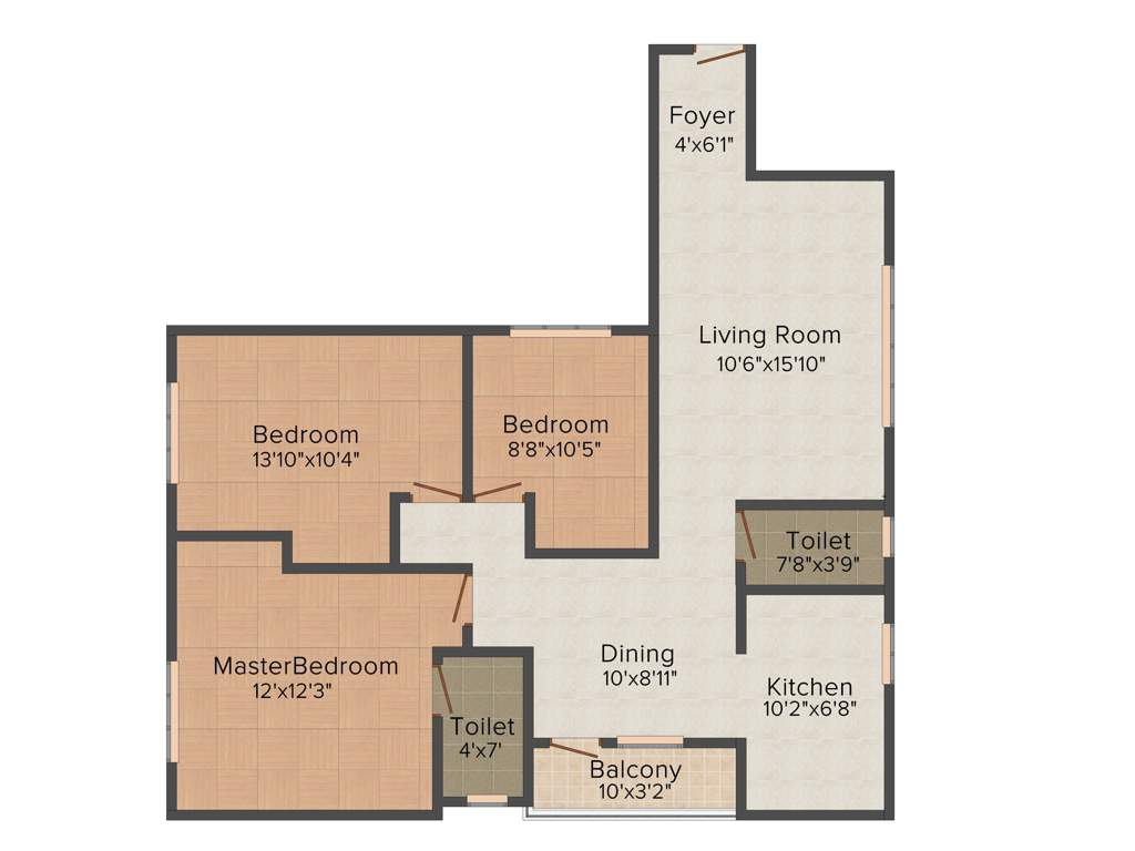 Athreya Shringa (3BHK+2T (1,182 sq ft) 1182 sq ft)