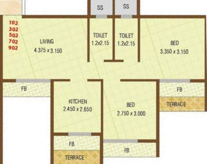 JBD Excellence Tower (2BHK+2T (1,100 sq ft) 1100 sq ft) JBD Excellence Tower (2BHK+2T (1,100 sq ft) 1100 sq ft)