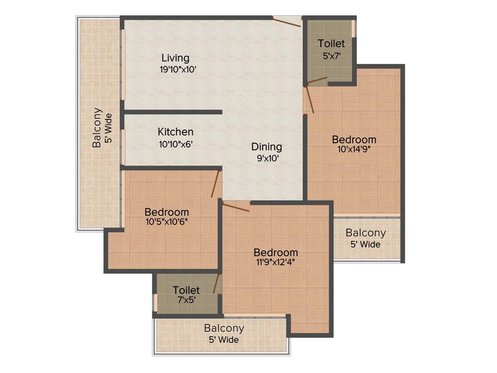Ekdant Ekdant Dronagiri Vasundhara (3BHK+2T (1,590 sq ft) 1590 sq ft)