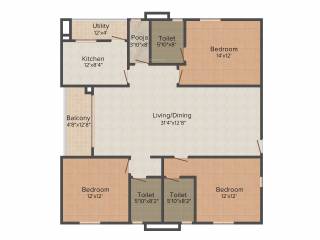 Prajay Megapolis (3BHK+3T (1,695 sq ft) 1695 sq ft)