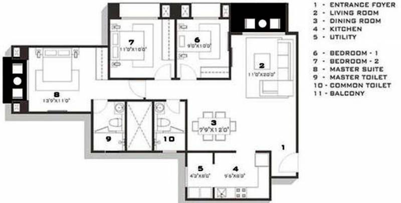 Hiranandani Glen Gate (2BHK+2T (1,420 sq ft) + Study Room 1420 sq ft)