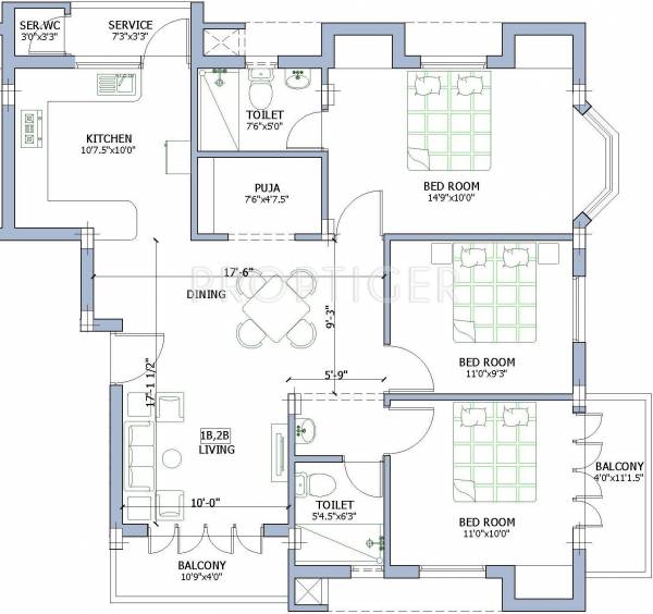 Firm Dwaraka (3BHK+2T (1,350 sq ft)   Pooja Room 1350 sq ft)