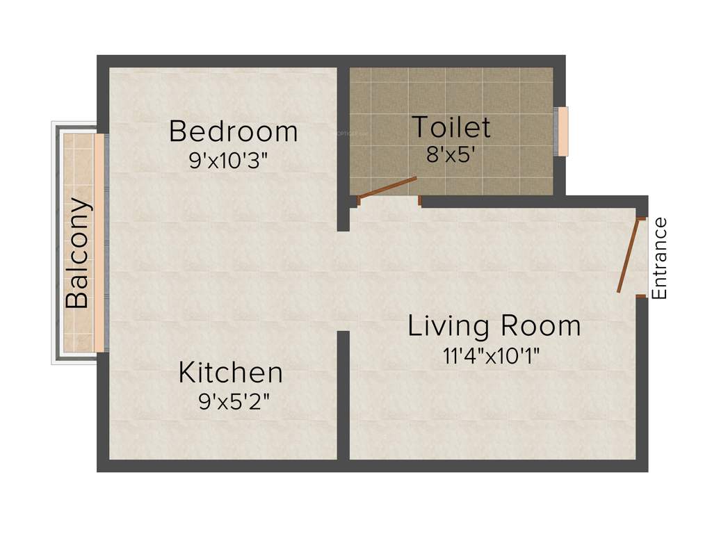 GM E City Town (1BHK+1T (435 sq ft) 435 sq ft)
