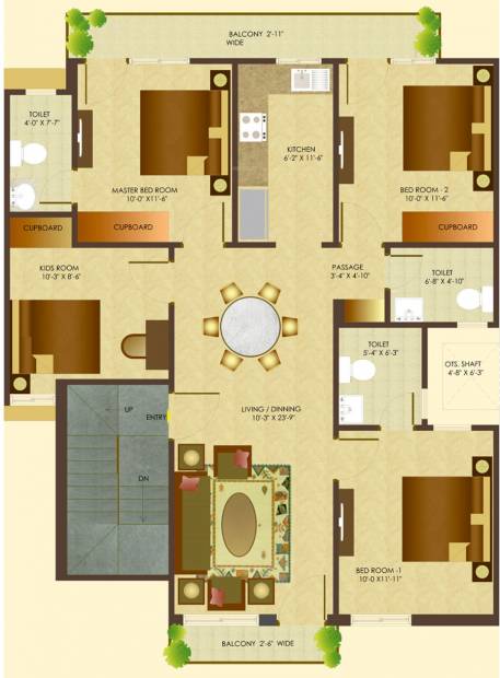 Sare Homes Gurgaon Springview Floors (4BHK+3T (1,776 sq ft) 1776 sq ft)