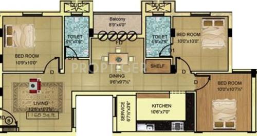 RR Urban Bloom (3BHK+2T (1,168 sq ft) 1168 sq ft)