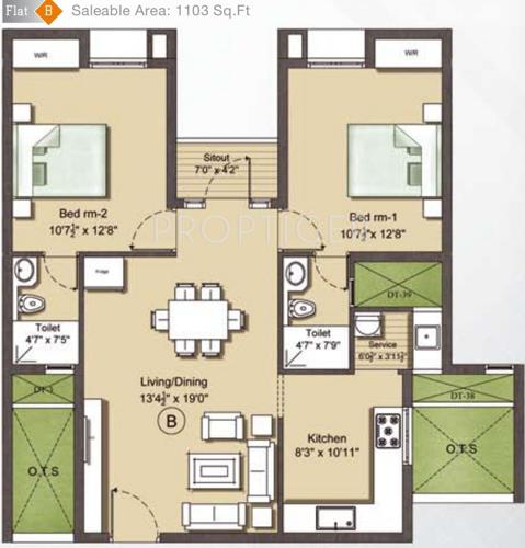 Tens Vijay (2BHK+2T (1,103 sq ft) 1103 sq ft) Tens Vijay (2BHK+2T (1,103 sq ft) 1103 sq ft)