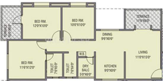 RK Akshay Tower (3BHK+3T (1,462 sq ft) 1462 sq ft)