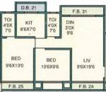 Floor Plan (2BHK+2T (970 sq ft) 970 sq ft) Poonam Kalpavruksh Floor Plan (2BHK+2T (970 sq ft) 970 sq ft)