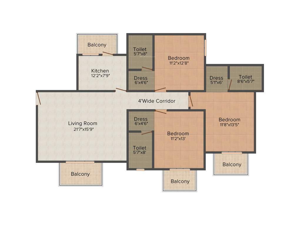 ATS Pristine (3BHK+3T (1,750 sq ft) 1750 sq ft)