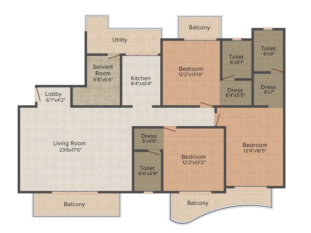 ATS Pristine (3BHK+4T (2,300 sq ft) + Servant Room 2300 sq ft)