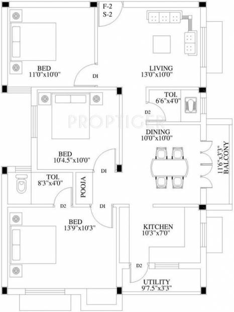 Poomalai Santosh Pearls (3BHK+2T (1,196 sq ft)   Pooja Room 1196 sq ft)