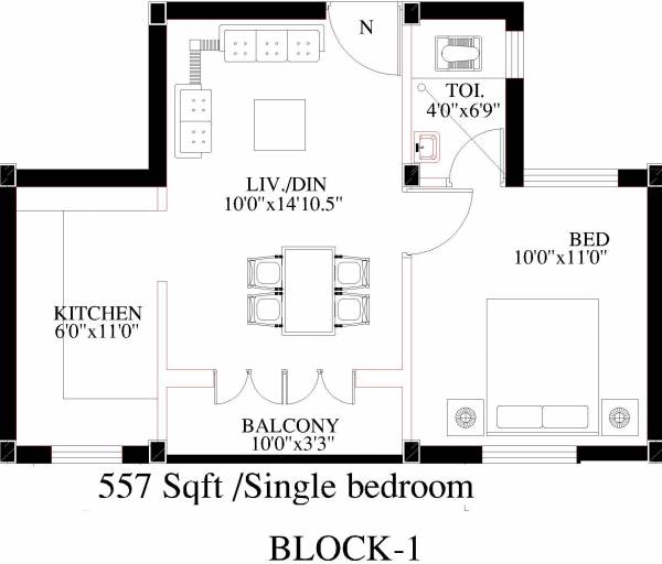 Poomalai Housing Lakshita (1BHK+1T (557 sq ft) 557 sq ft)