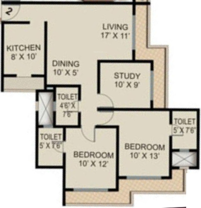 Supreme Lake Primrose (2BHK+3T (1,100 sq ft) + Study Room 1100 sq ft) Supreme Lake Primrose (2BHK+3T (1,100 sq ft) + Study Room 1100 sq ft)