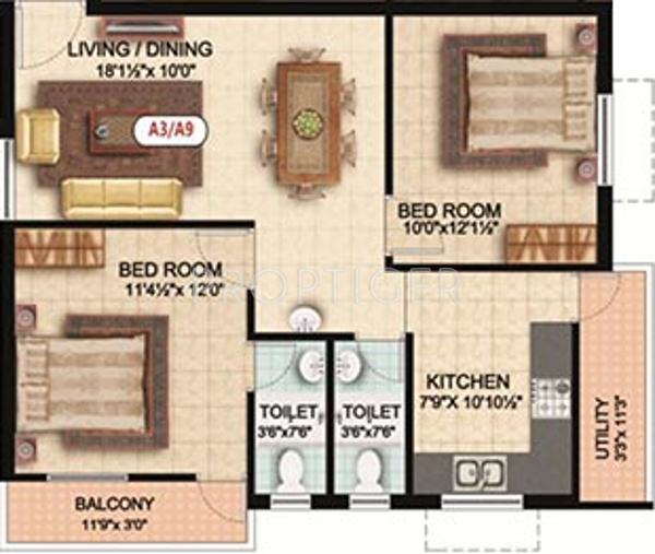 Colorhomes Breeze Avenue (2BHK+2T (943 sq ft) 943 sq ft)