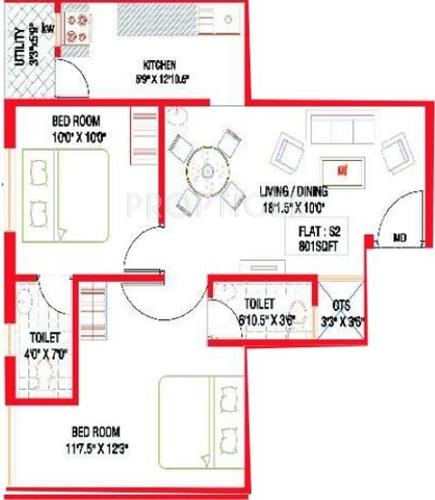 Colorhomes Silver Nest (2BHK+2T (801 sq ft) 801 sq ft)