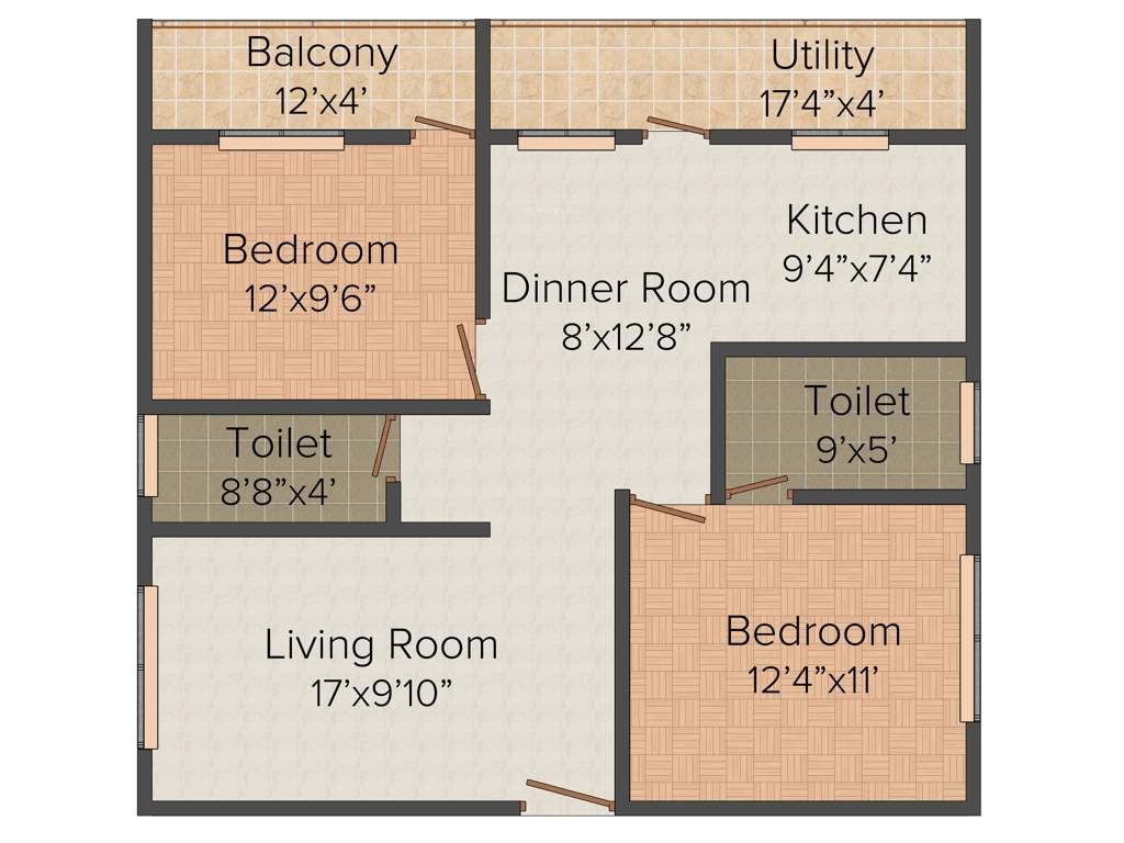 Jana Splendour 2 (2BHK+2T (1,115 sq ft) 1115 sq ft)