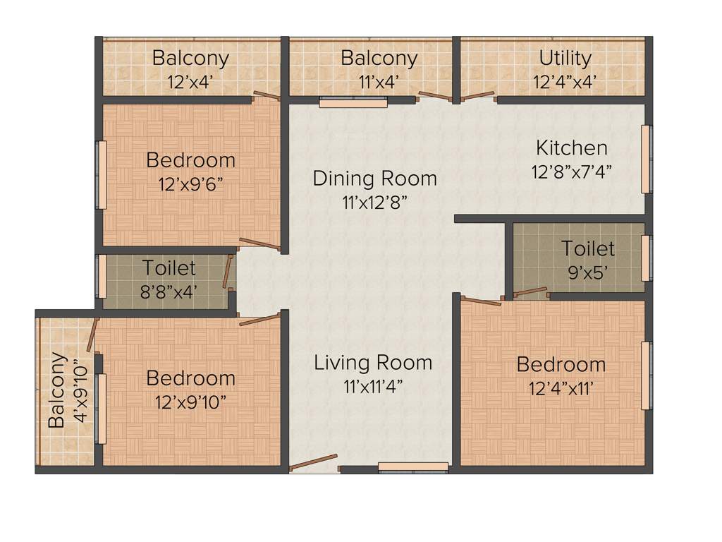 Jana Splendour 2 (3BHK+2T (1,395 sq ft) 1395 sq ft)