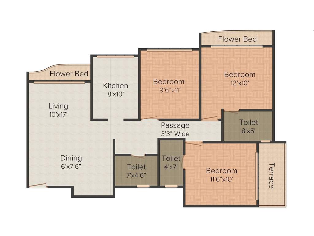Tharwani Rosalie (3BHK+3T (1,431 sq ft) 1431 sq ft)