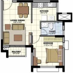 Prestige Norwood at Sunrise Park (1BHK+1T (630 sq ft) 630 sq ft)