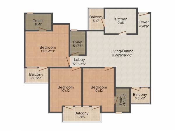 Terra Elegance (3BHK+3T (1,415 sq ft) 1415 sq ft) Terra Elegance (3BHK+3T (1,415 sq ft) 1415 sq ft)