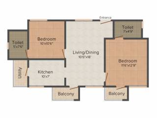 Confident Centaurus (2BHK+2T (945 sq ft) 945 sq ft) Confident Centaurus (2BHK+2T (945 sq ft) 945 sq ft)