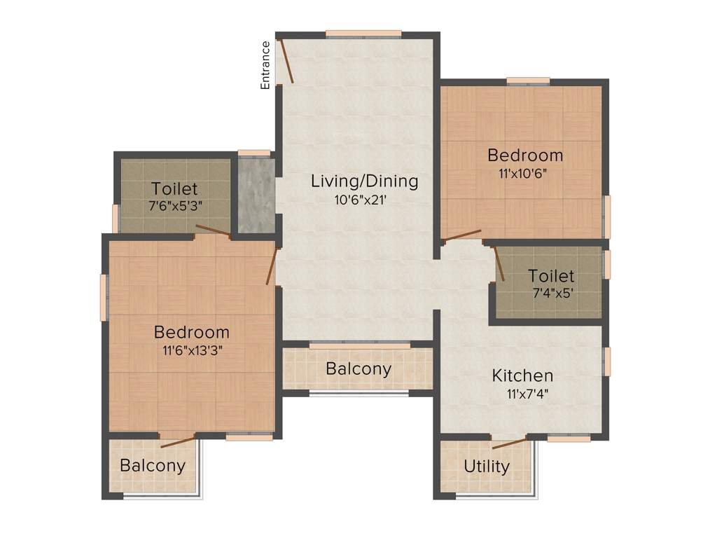 Confident Centaurus (2BHK+2T (1,065 sq ft) 1065 sq ft)