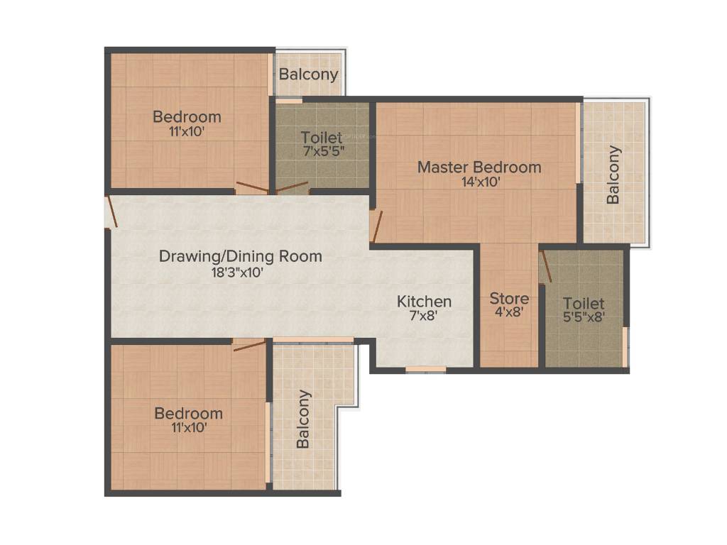 Krishna Enclave (3BHK+3T (1,265 sq ft) 1265 sq ft)